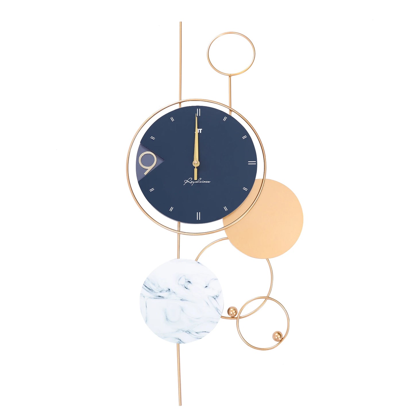 Big Wall Clocks Metal Gold Chic Decorative Wall Clock Beautiful 3D Geometric Wall Decoration