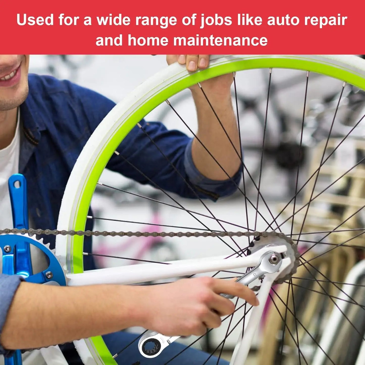 12-Piece Flex-Head Wrench Set, Ratcheting Combination Set, Metric 8-19mm, 72-Teeth,Cr-V Steel/ Bag