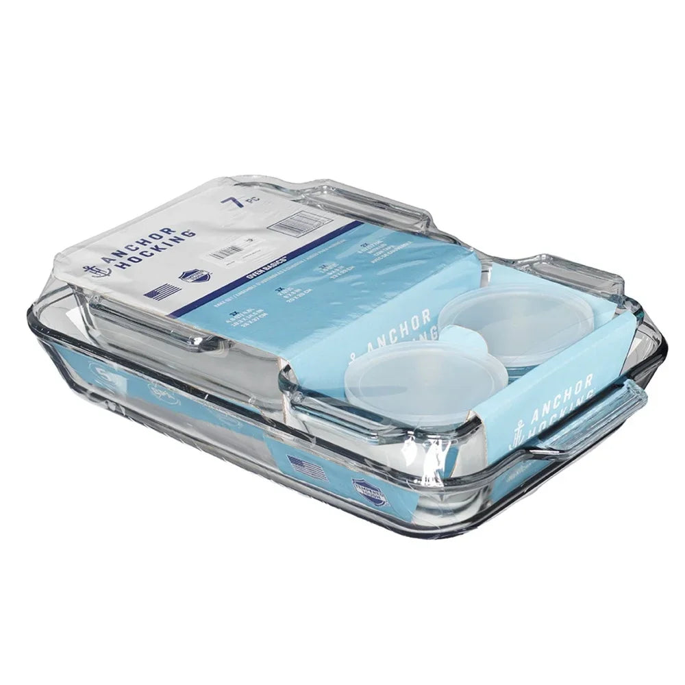 7 Piece Glass Baking Dish Set Oven Safe Bakeware Casserole Dishes Durable Tempered Glass