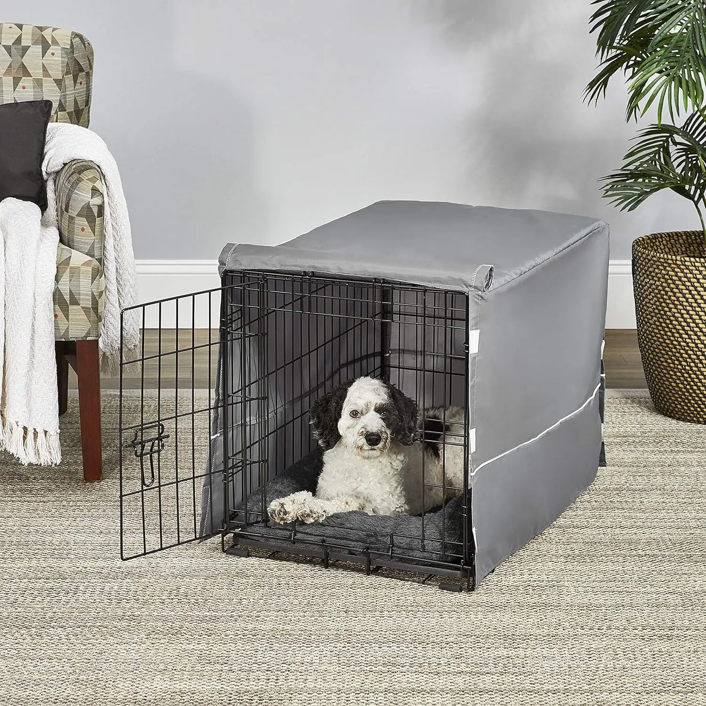 Includes One Two-Door Matching Gray Bed & Crate Cover, 30-Inch Kit Ideal for Medium Dog Breeds