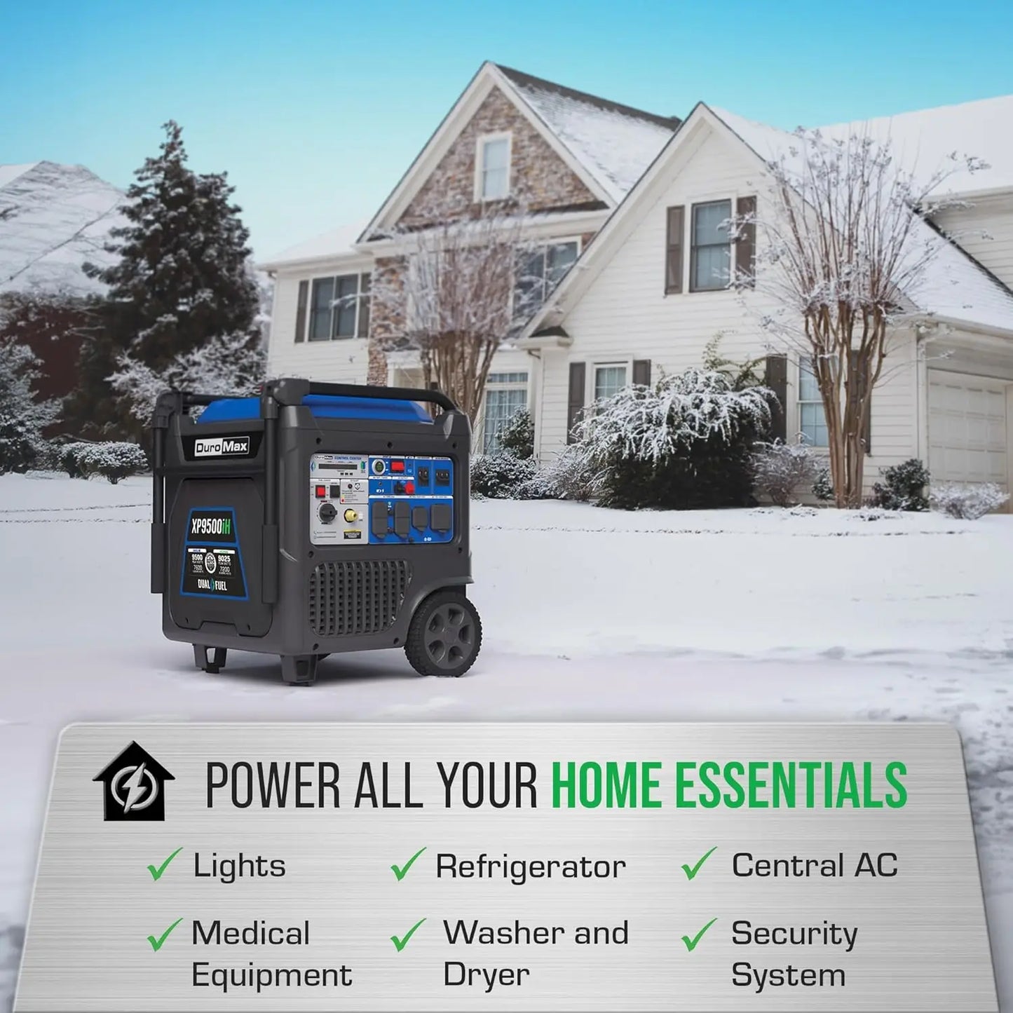 9500 Watt 459cc Dual Fuel Digital Inverter Hybrid Portable Generator /Transfer Ready/Remote Start