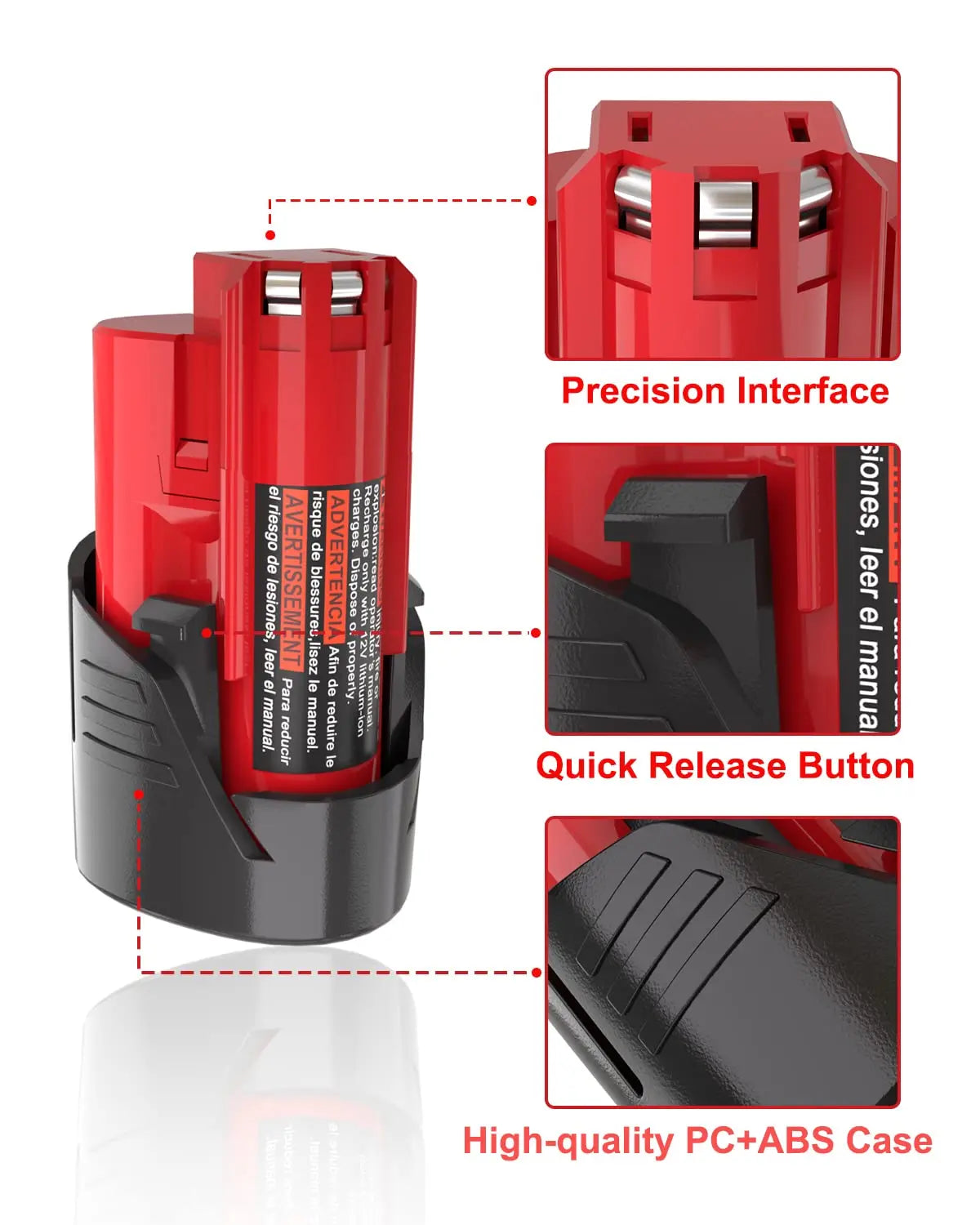 12V Milwaukee Battery 3/6.5/9Ah/Milwaukee M12 XC 48-11-2410 48-11-2420 48-11-2411 Compatible