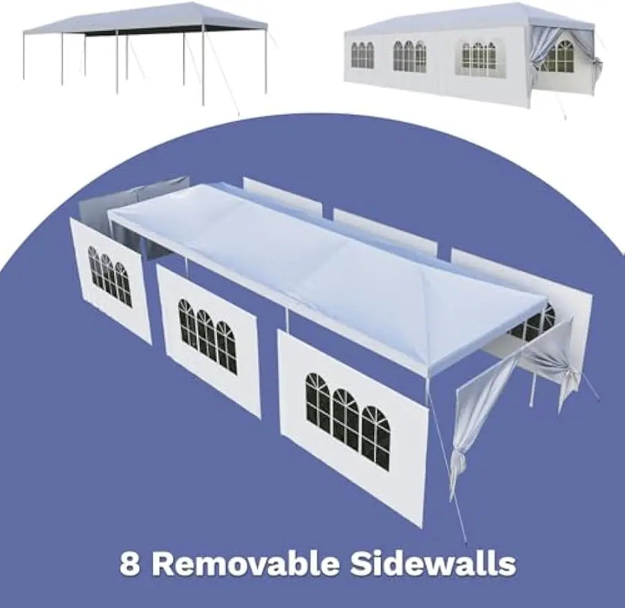 10x30 FT Heavy Duty Party Tent - Waterproof Outdoor Canopy for Weddings, Events & Backyard, White