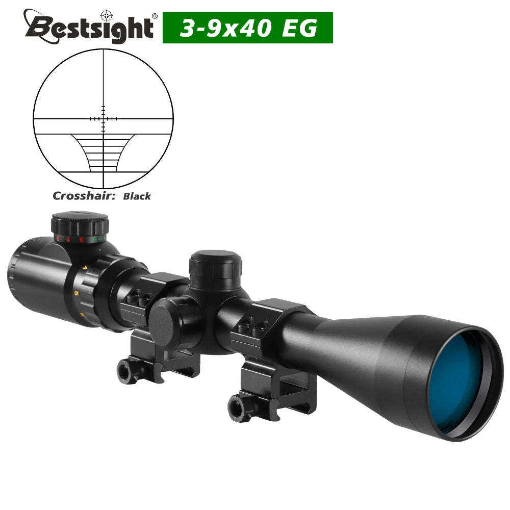 Riflescope 3-9x40Rifle Sniper Scope Red/Green Illuminated Optical/Mounts Mil Dot Fit Free Crosshair