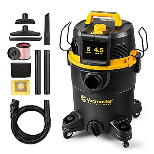 6-Gallon Wet/Dry Shop Vacuum with Filter Cleaning System & Multiple Accessories Powerful & Compact