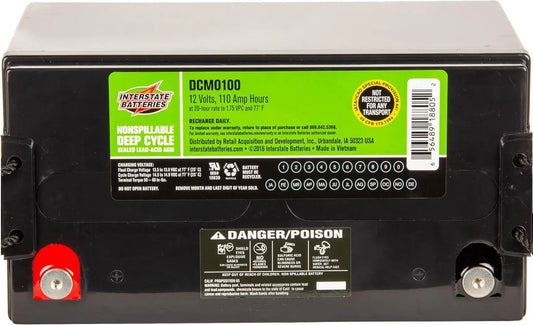Interstate Batteries 12V 110 AH SLA/AGM Deep Cycle Battery-Solar, Wind, and RV Terminals (DCM0100)