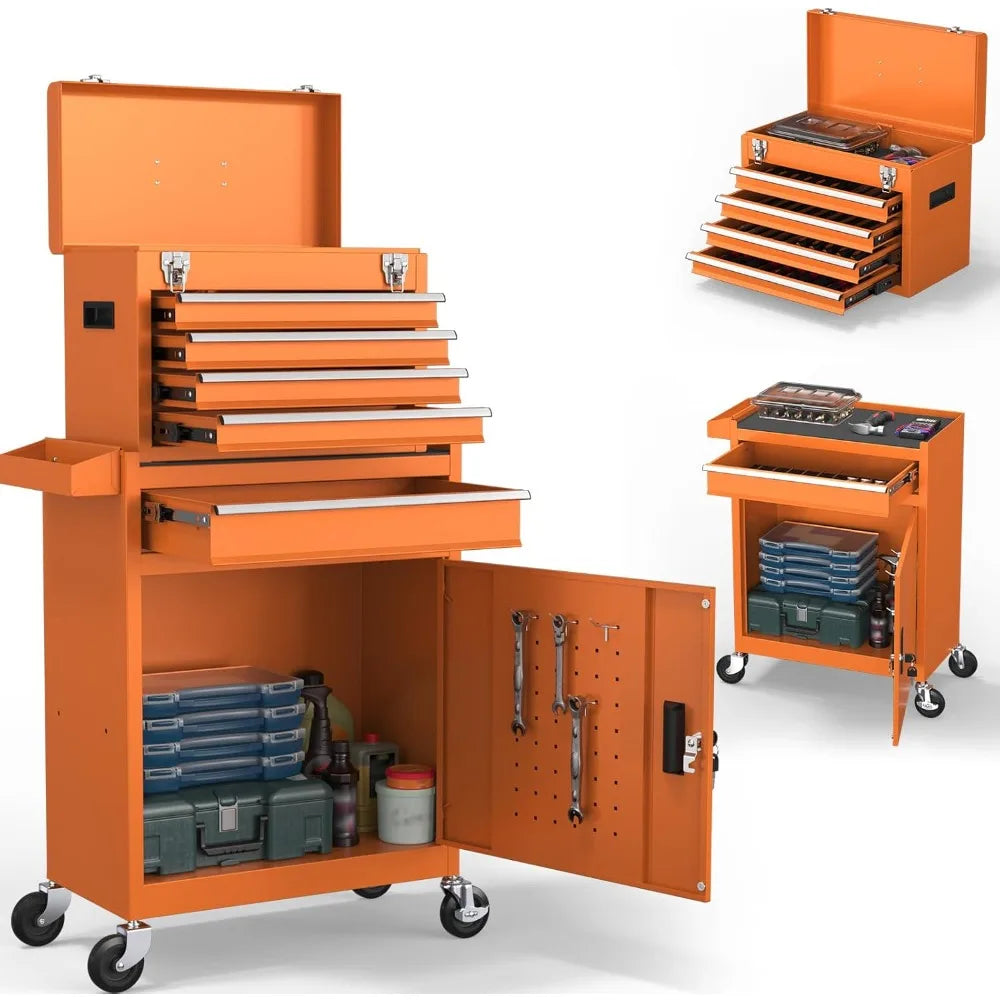 Drawers Tool Chest, Rolling Tool Box with Wheels and Drawers, Detachable Storage Toolbox with Lock