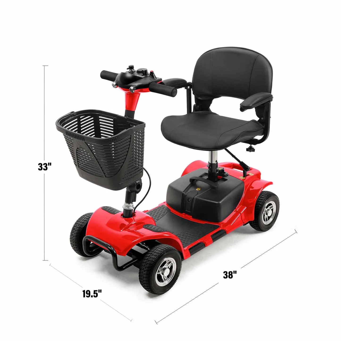 4 Wheels Mobility Scooter Foldable Electric Car Power Wheelchair w/Light Basket Collapsible Compact