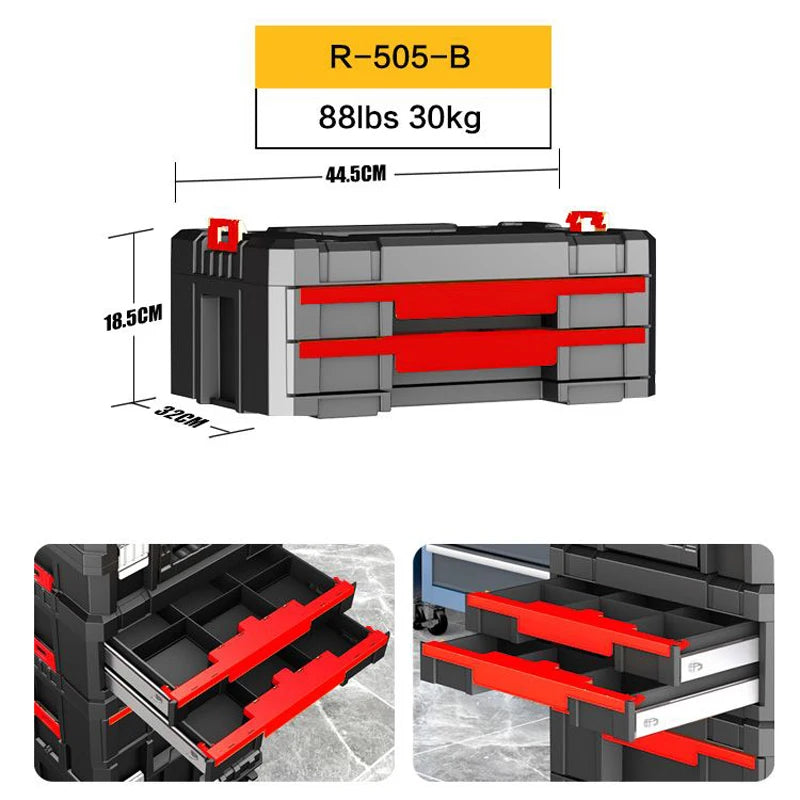 Delixi Electrical Appliances. For sale separately. Stackable roller tool box, plastic portable