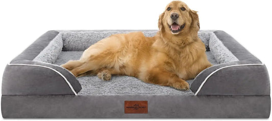 Orthopedic Foam Dog Beds for Extra Large Dogs, XL Dog Bed with Bolster, Washable Dog Bed