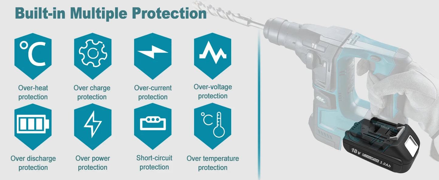 VANON 1/2/4Pcs 3.0Ah BL1830-Makita 18V BL1815 BL1850 BL1860 BL1890+DC18RC 14.4-18V 3A Charger