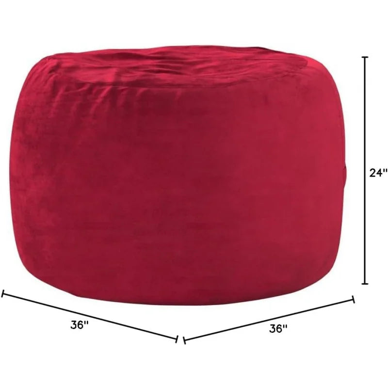 Foam Bean Bag Chair, 3-Feet, Cinnabar Micro Suede