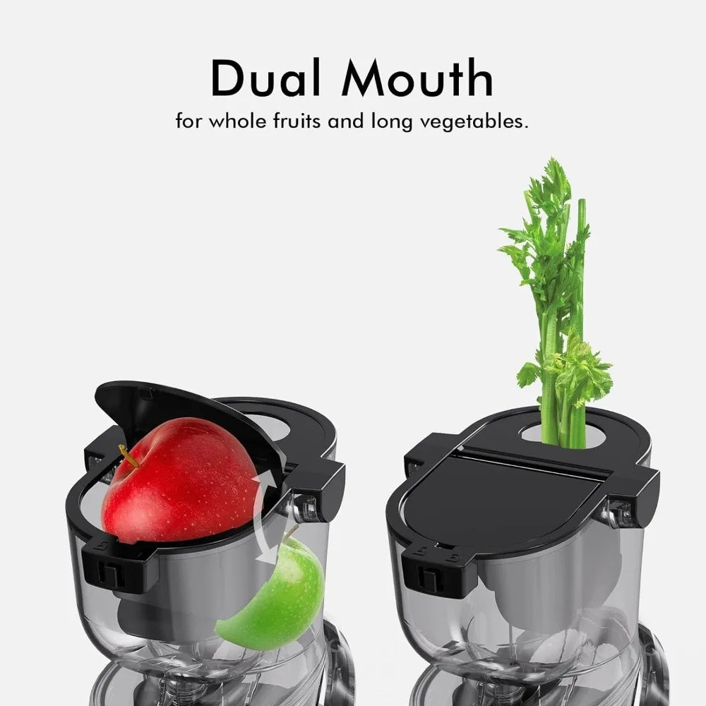 Cold press juicer with an 83mm large mouth, whole slow chewing juicer. BPA free