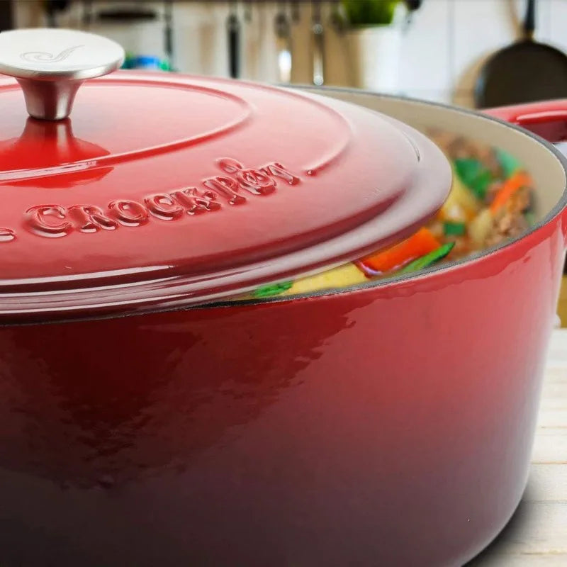 Artisan Oval Enameled Cast Iron Dutch Oven, 7-Quart, Scarlet Red, Dutch Oven