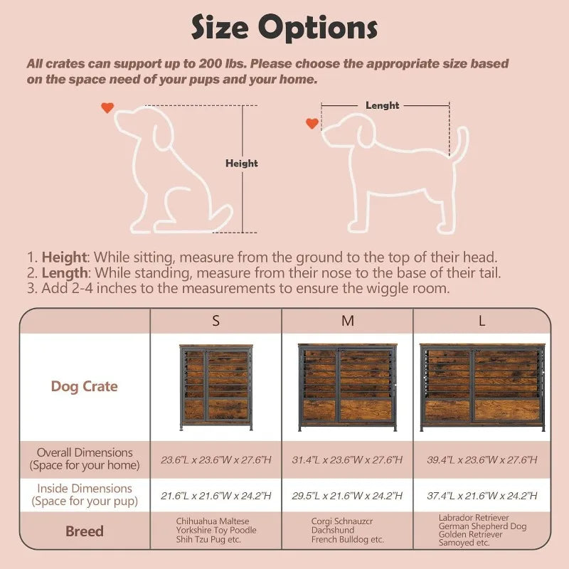 LIANTRAL Small Dog Crate Furniture, Heavy Duty Wood with Storage Side End Table