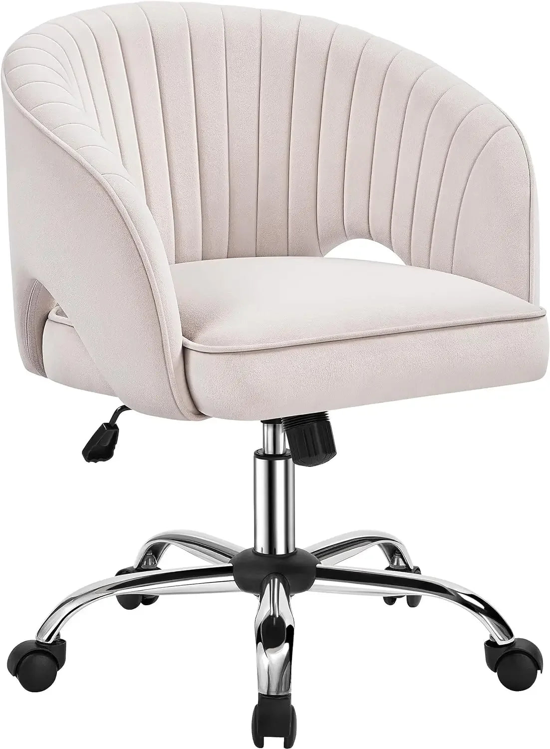 Desk Chair Velvet with Wheels Home Office Upholstered Modern Swivel w/ Tufted Barrel Back