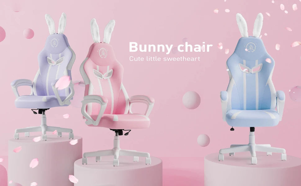 JoyFly Bunny Ears Pink,Kawaii Gamer Chair -Teens, Women Computer Chair Ergonomic