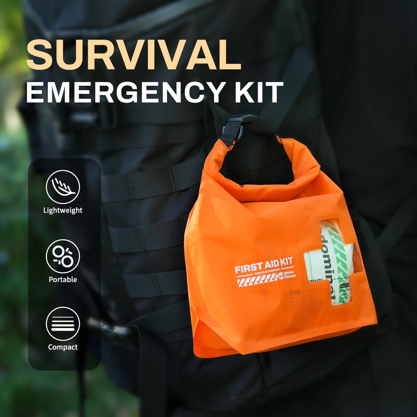 RHINO RESCUE Waterproof First Aid Kit, Lightweight Boat Dry Bag, Emergency Survival Supplies Floats