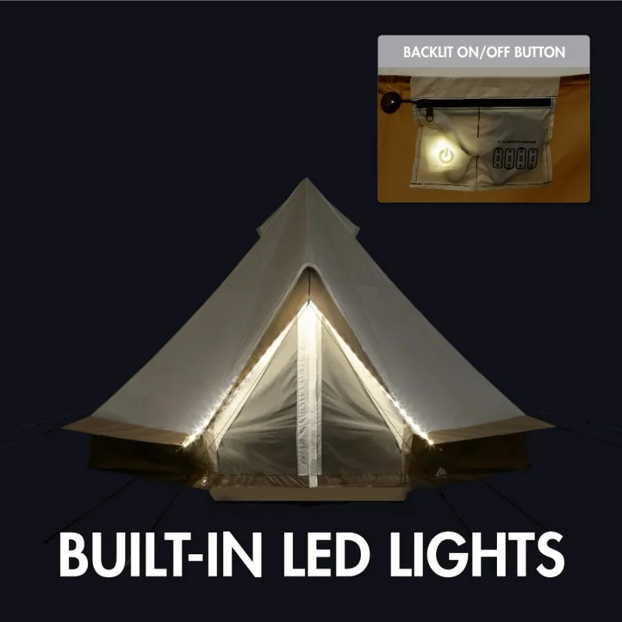 Ozark Trail 15' x 15' 8-Person Glamping Bell Tent with String Lights, 22.57 lbs -YURT