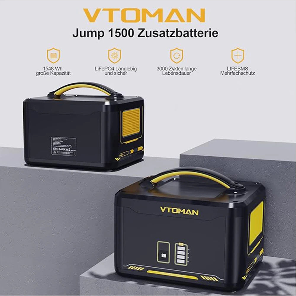 VTOMAN Jump 1500 Extra Battery 1548Wh, LiFePO4/ Battery Jump 1000 & Jump 1500X & Jump 1800 Power
