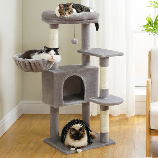 Cat Tower condo for Indoor Cats with Padded Plush Perch Cozy Hammock and Sisal Scratching Posts