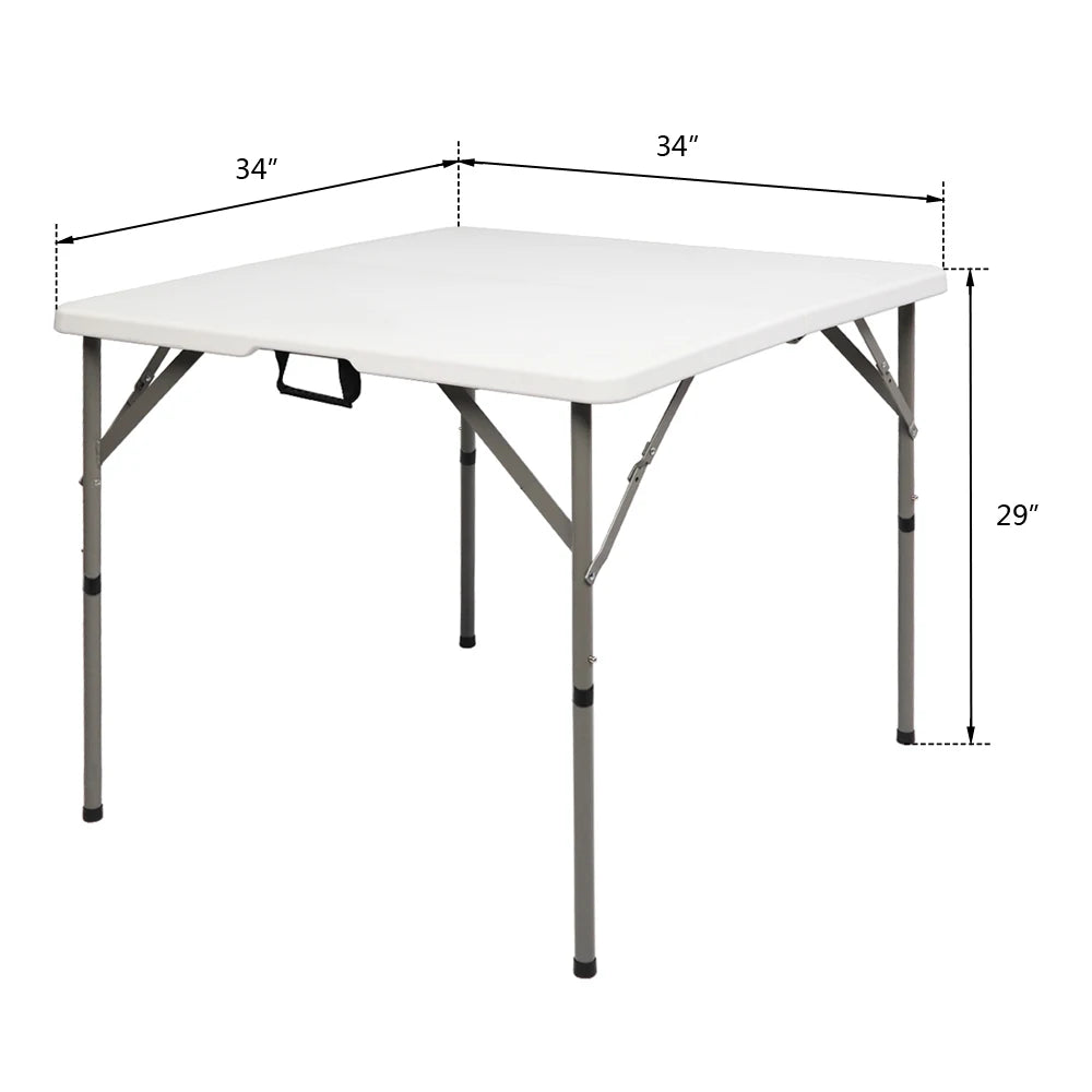 34 inch blow molded foldable square table portable square table, suitable for gardens and camping