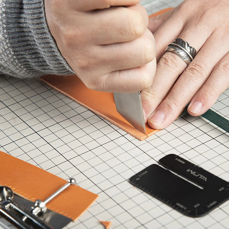 WUTA Design Professional Leather Thinning Knife Skiving, Round/Flat/Slanted Blade,Right/Left Handed