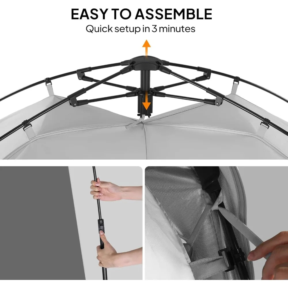 Vingli 2-Room Shower Tent: 7.5ft Pop-Up Shelter with Carry Bag, Ideal for Portable Toilets