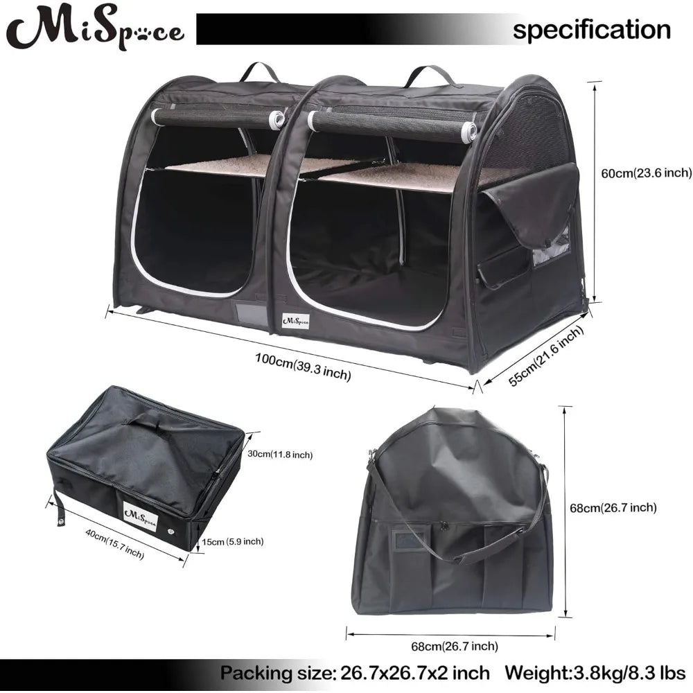 Mispace Portable Twin Compartment Show House Dog/Cat Cage/Condo - Easy to Fold & Carry Kennel