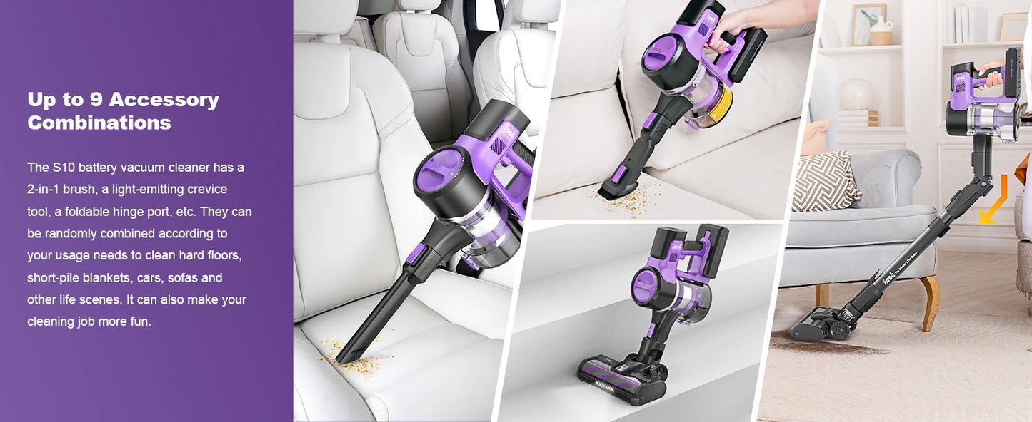 INSE S10 Cordless Vacuum Cleaner, 6-in-1 Stick Vacuum w/30Kpa 350W Suction, Max 50 Min Rechargeable