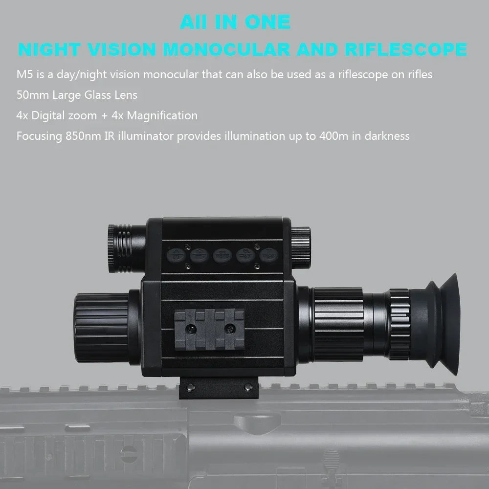 M5 Digital Riflescope Night Vision Scope Sight Infrared Monocular 1080P Video Photo Recording