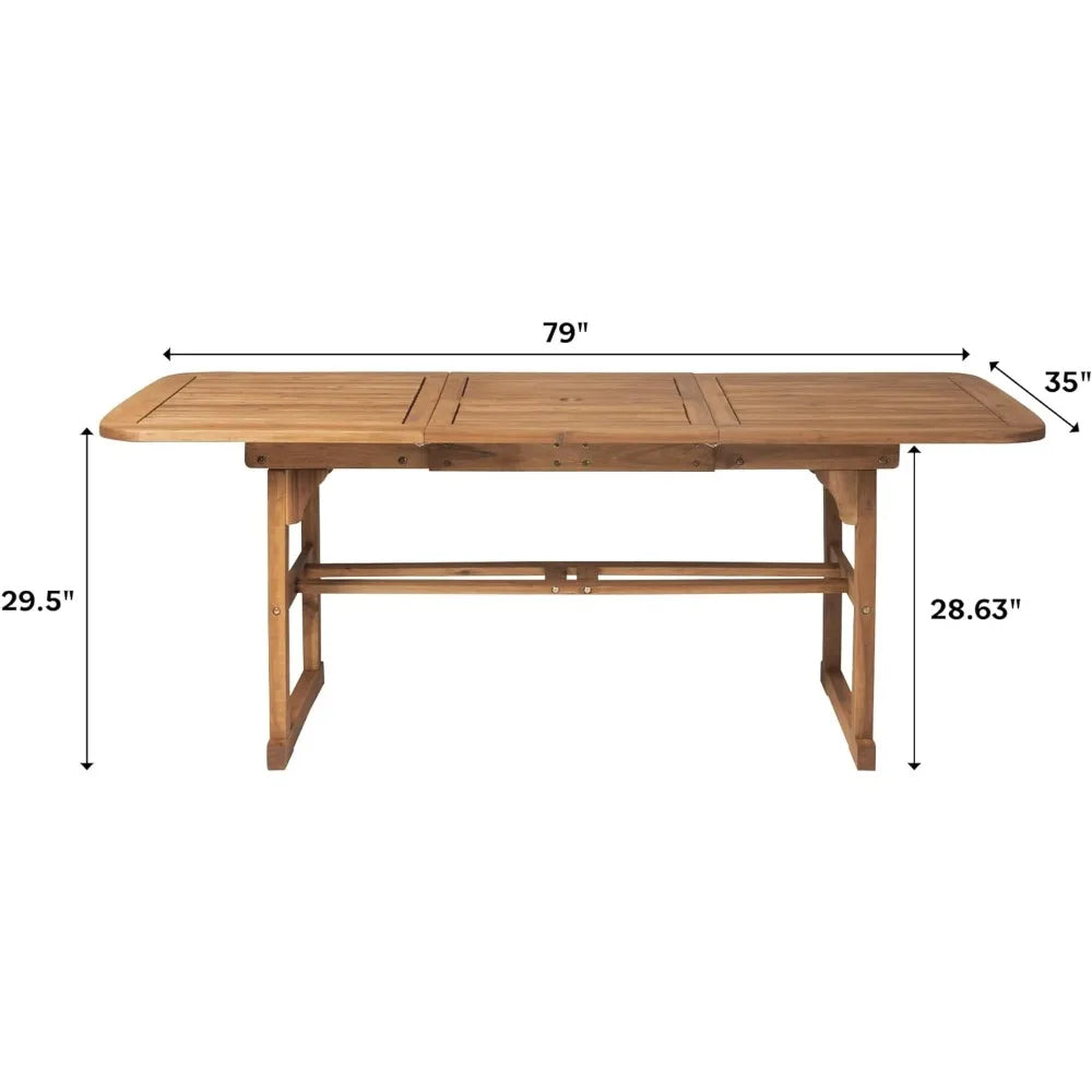 Walker Edison Maui Modern Solid Acacia Wood Slatted Patio Dining Table, 78" Assembly Guide