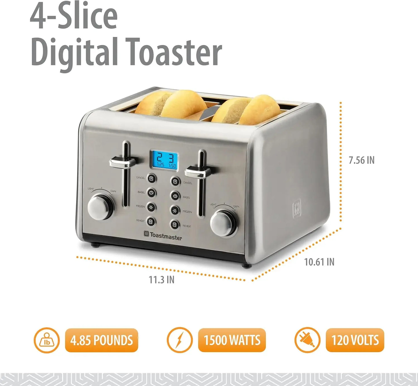TOASTMASTER 4-Slice Digital Stainless Steel Toaster
