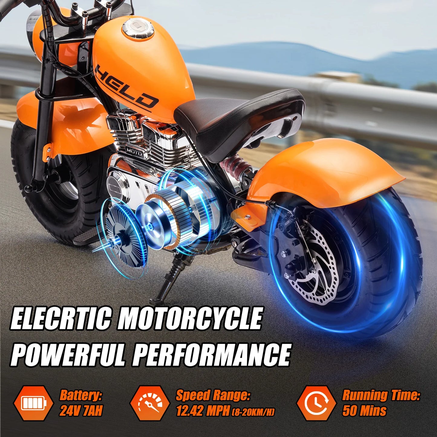 24V Kids Electric Dirt Bike,2-Wheeler Electric Motorcycle,Battery Powered Ride on Toy Car