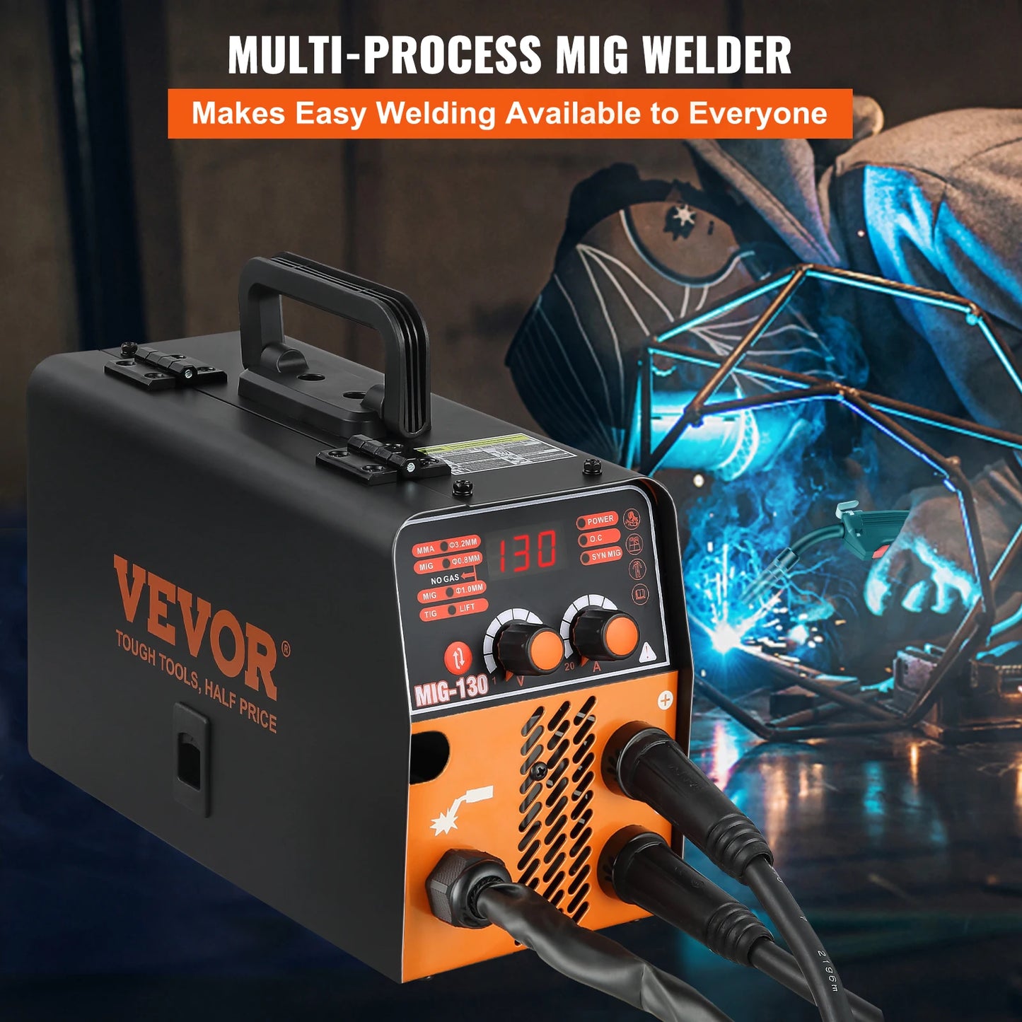 VEVOR MIG Welder 130A Portable Welding Machine 3 in 1 Combo MMA/MIG/LIFT TIG Flux Core Welder