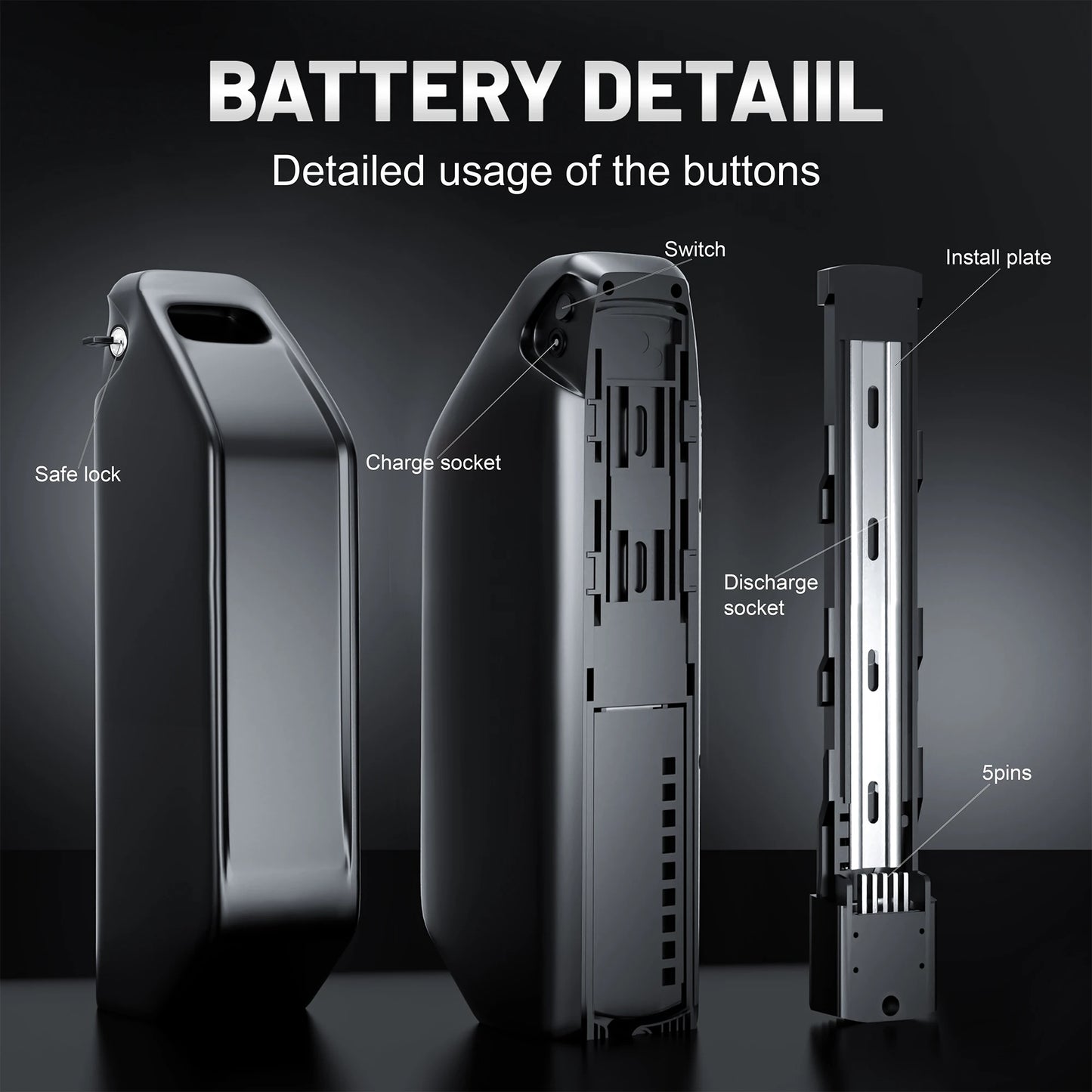 Hailong EBike Battery 52V 25Ah/50A BMS SamSung 21700 50G Cells Lithium E-BIKE 100W-2500W & Charger