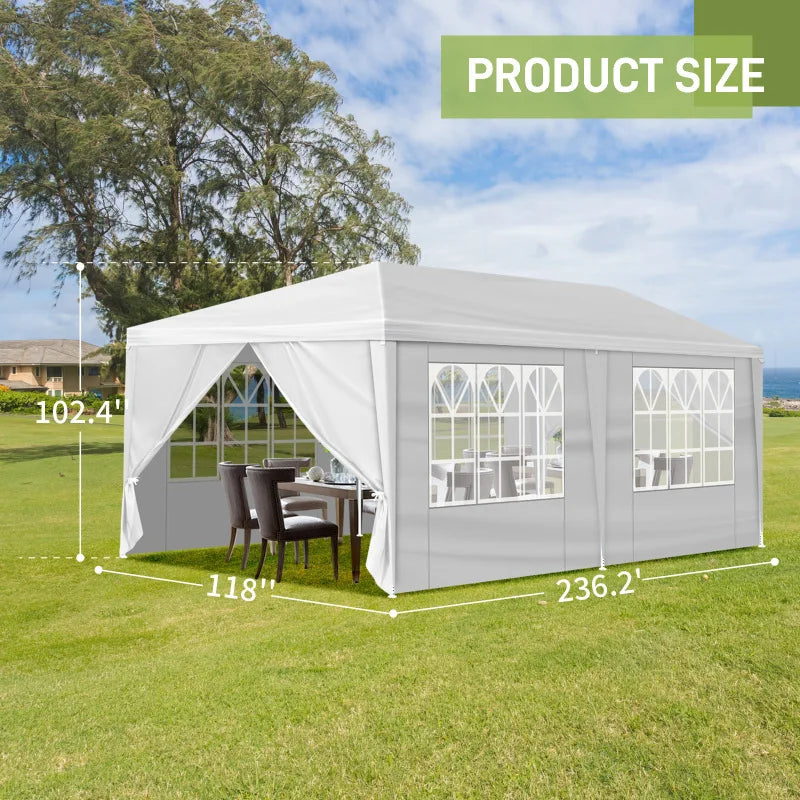10 x 20 foot oversized activity tent with 6 flexible side panels, suitable for weddings/restaurants