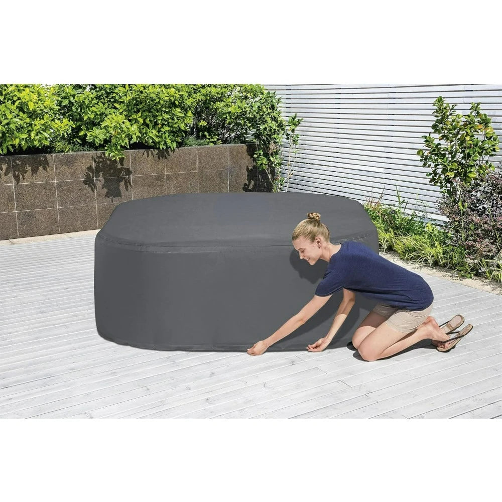 4 to 6 Person Inflatable Hot Tub Square Portable Outdoor Spa with 140 Soothing Jets with Cover