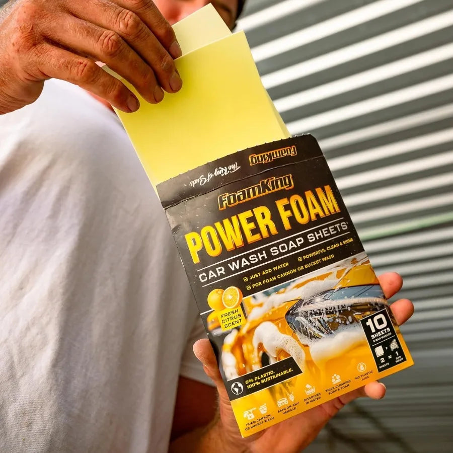 Foam King Gun Car Wash + Power Foam Car Wash Soap Strip 10ct = 5 Car Washes Connects to Garden Hose