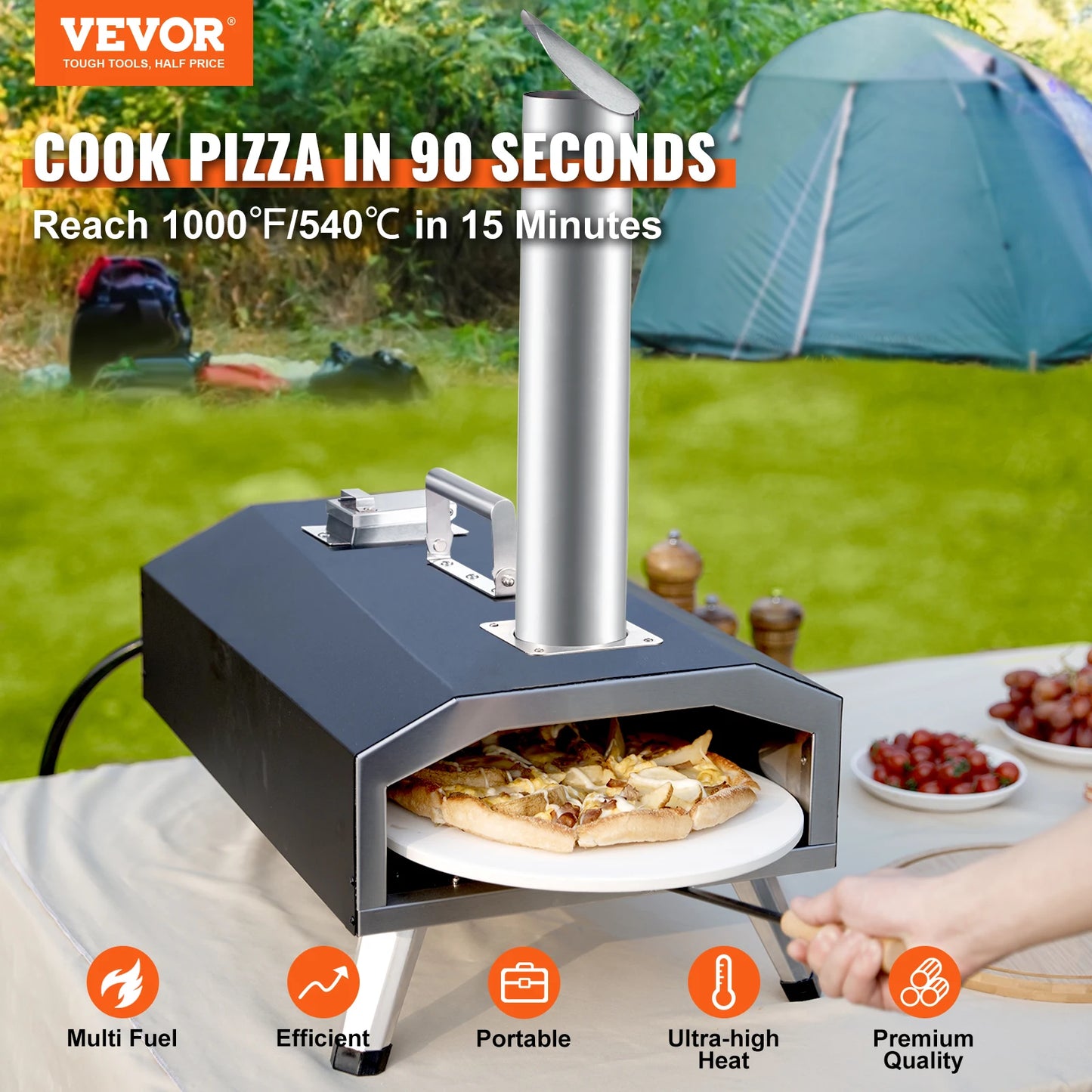 VEVOR Multi-fuel Outdoor Pizza Oven,12/13/16 inch Wood Fired & Gas Pizza Maker Portable Pizza Ovens for Outside Backyard Camping - My Store