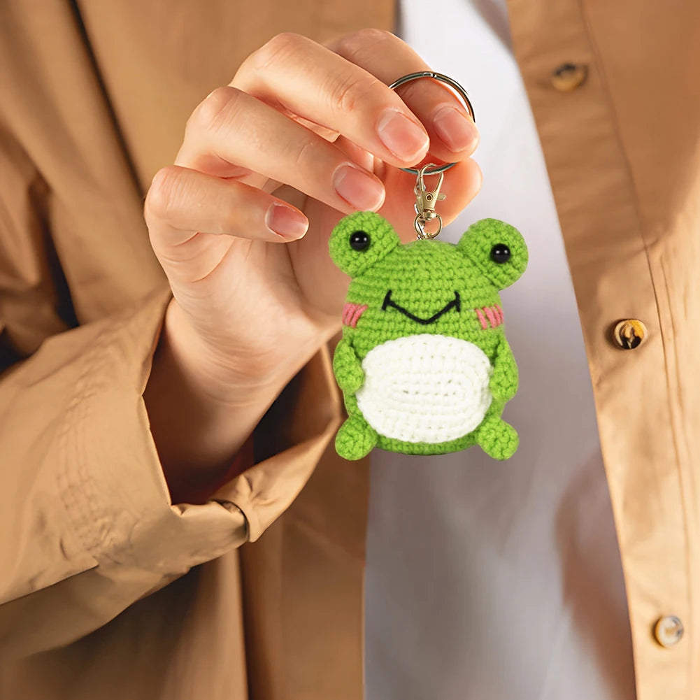 3Pcs Beginner Crochet Kit Frog/Owl/Penguin Cute Animal Crochet Set Cute with Detailed Tutorials for Beginners Adults Kids