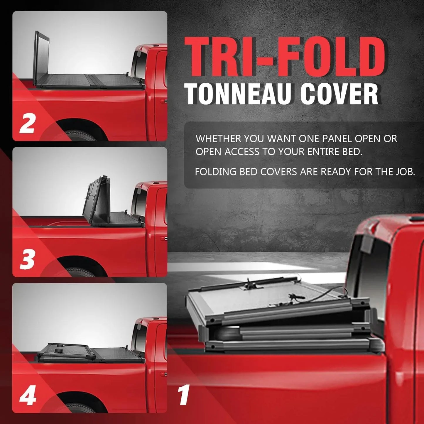 2024 Truck Bed Top Hard Solid Tri-Fold Tonneau Cover/22-23 Ford Maverick 4.5ft Bed, TTC-HARD-095