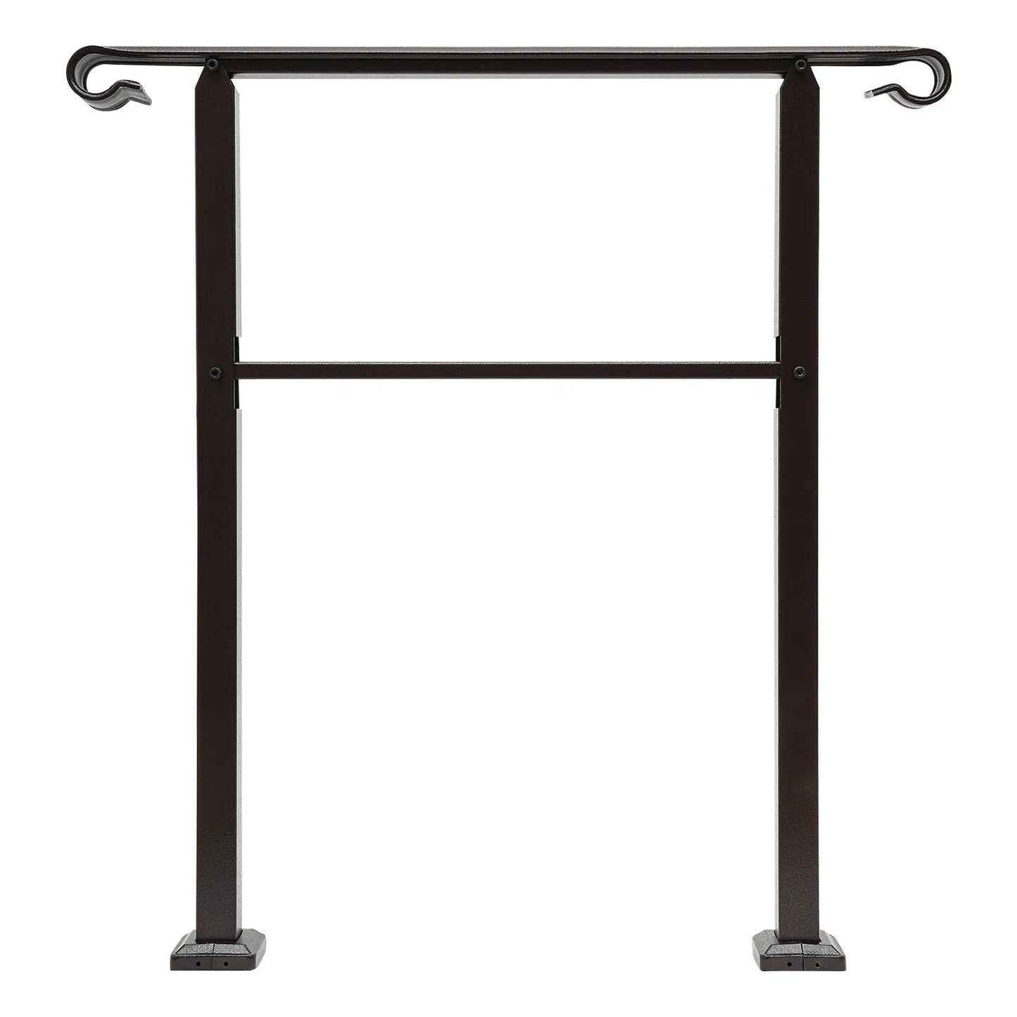 3-Step Staircase Handrail Ladder Type 881.8lbs Load-bearing For Outdoor Black/Dark Brown