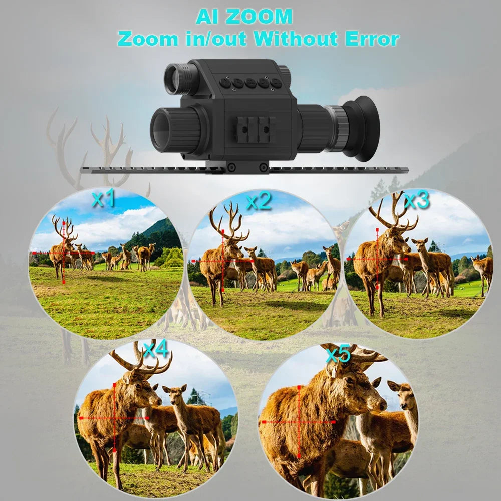 Digital Night Vision Riflescope 940nm IR Scope Sight Monocular 5X Zoom HD 1080P Video Photo 300m