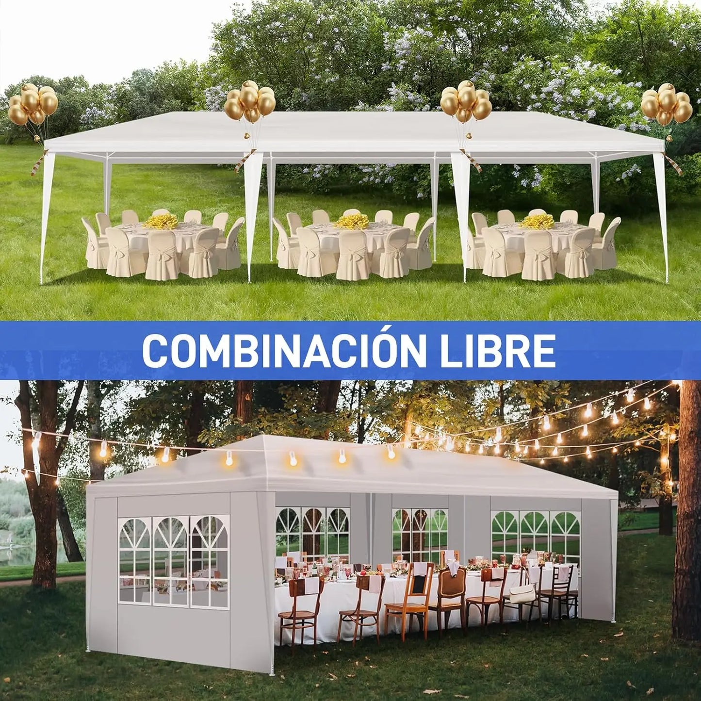 10x30 FT Party Tent, Outdoor Wedding Tents Canopy Event Tent 5 Sidewalls, Waterproof