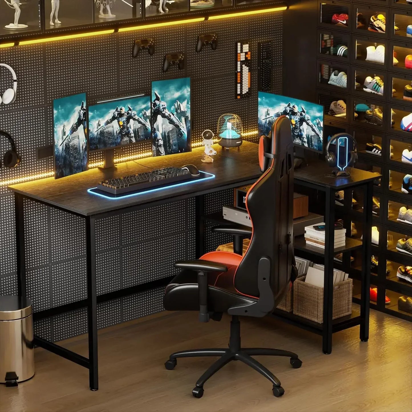 L Shaped Desk - 39" Home Office Computer Desk with Shelf, Gaming Desk Corner Table f