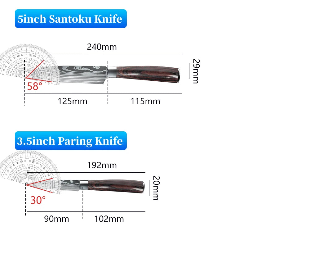 1-10Pcs Chef Knife For kitchen Damascus Santoku Kitchen Knives Set Japanese Sharp Cleaver - My Store