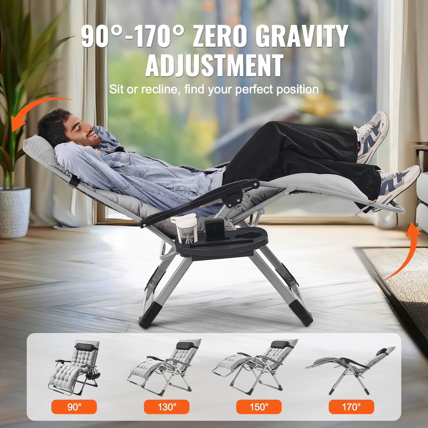 SucceBuy Zero Gravity Chair Zero Gravity Recliner Lounge Chair Adjustable Anti Gravity Chair