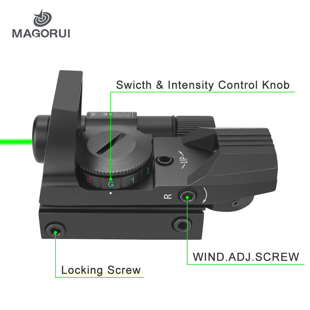 Magorui Green Red Dot Reflex Laser Sight Scope 4 Styles Display Holographic Illuminated 20mm