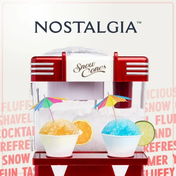 Nostalgia Snow Cone Shaved Ice Machine - Retro Table-Top Slushie Machine Makes 20 Icy Treats